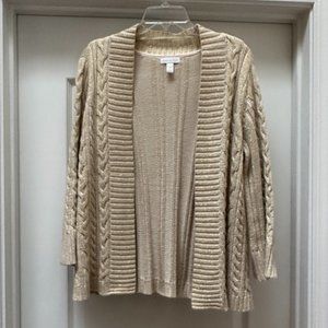 Charter Club cardigan with metallic gold threads